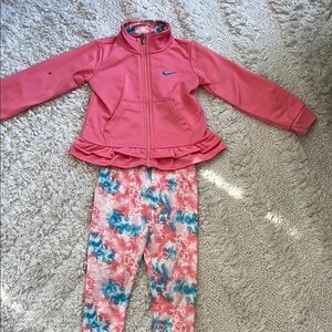 Nike 24 Months Coral Jacket and Tie-Dye Leggings Set